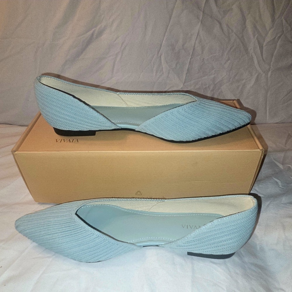 VIVAIA Sky Blue Knit Pointed Toe D'Orsay Flats Shoes EU 39 US 8‎ - Picture 3 of 9